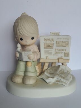 Vintage Precious Moments Boy War Peace Porcelain Collectible Figurine